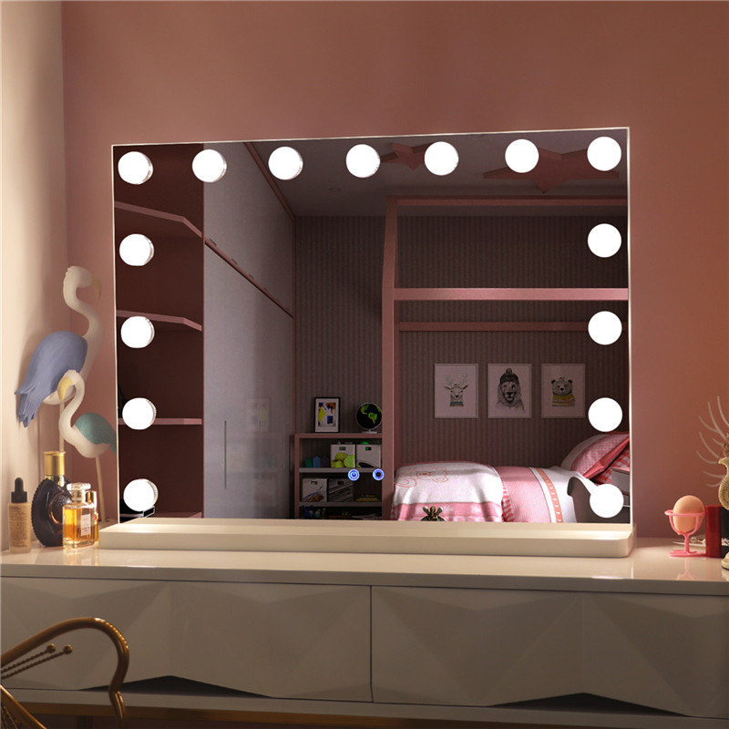 Зеркало тщеславия косметики Голливуда большого рабочего стола с лампочками